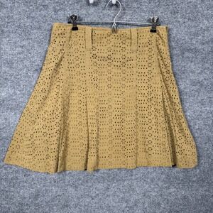 Burberry London 4 Skirt Olive Green Mini A Line Eyelet Flowers Preppy Side Zip‎